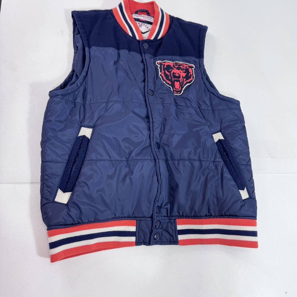 Chicago Bears Jacket Mens Medium Blue Football NFL Mitchell & Ness Throwbacks